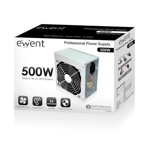 Fuente Ewent 500w Atx 12cm 3sata Molex | Quonty.com | EW3900