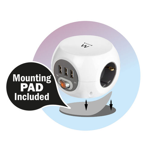 Regleta Cubo Ewent Ew3939 3tomas + 3usb C/Interruptor Blanca | Quonty.com | EW3939