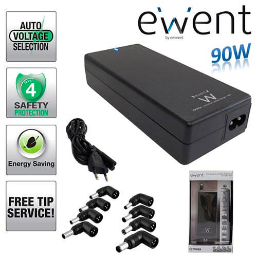 Cargador Automatico Ewent 90w 8puntas | Quonty.com | EW3966