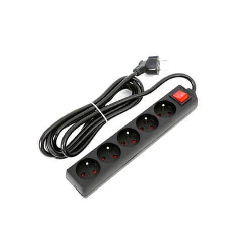 Regleta Omega 5tomas Negra C/Interruptor | Quonty.com | FL5G3