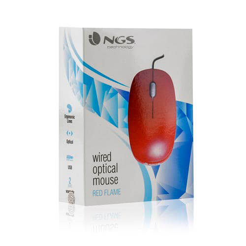 Raton Ngs Flame Red Optico 1000dpi Usb Red | Quonty.com | FLAMERED