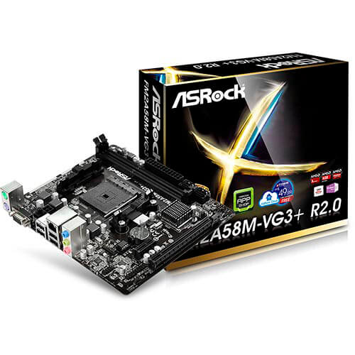 Placa Asrock Fm2a58m-Vg3+ R2.0 Fm2+ 2ddr3 Vga Matx | Quonty.com | 90-MXGUR0-A0UAYZ