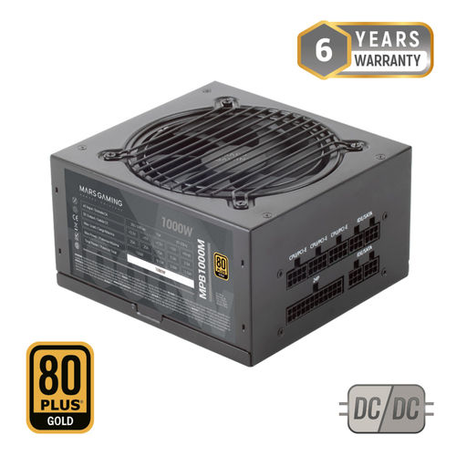 Fuente Alimentacion 1000w Mars Gaming 80+Gold Atx Modular | Quonty.com | MPB1000M