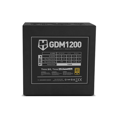 Fuente Alimentacion 1200w Nox Hummer Gdm Pfc-Activo 80+Gold 12cm Atx | Quonty.com | NXHUMMER1200GDM
