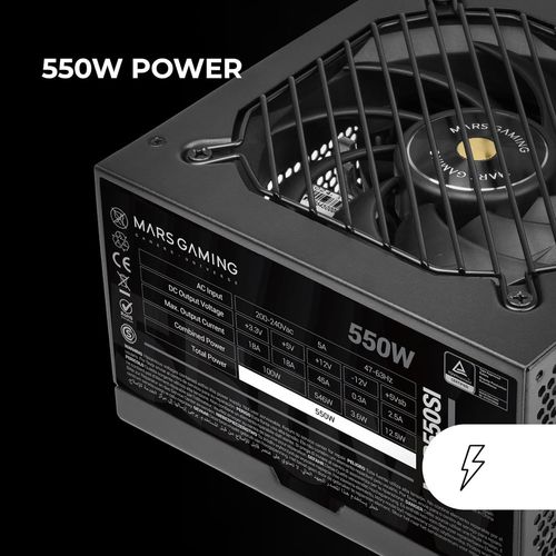 Fuente Alimentacion 550w Mars Gaming Pfc-Activo 80+Bronze 12cm Atx | Quonty.com | MPB550SI