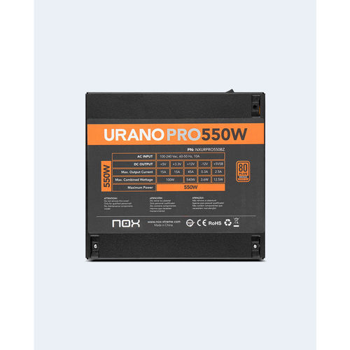 Fuente Alimentacion 550w Nox Urano Pro Pfc-Activo 80+Bronze 12cm Atx | Quonty.com | NXURPRO550BZ