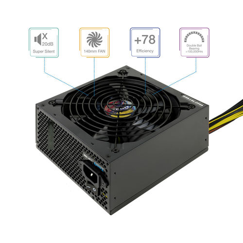 Fuente Alimentacion 600w Tooq Pfc-Activo 5sata 14cm Atx | Quonty.com | TQAPOLO-600SP