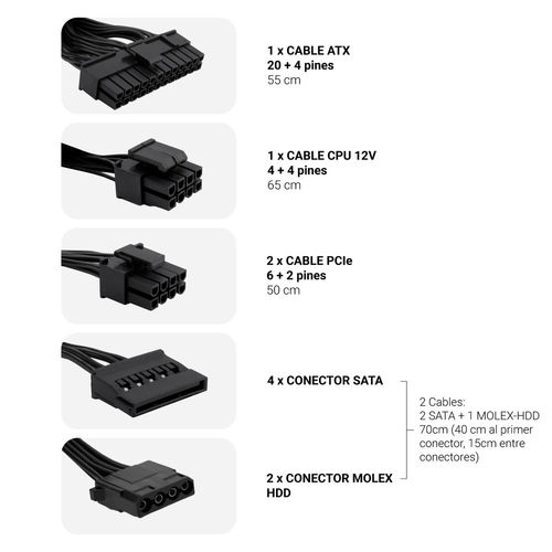 Fuente Alimentacion 650w Coolbox Coolpower Pfc-Activo 80+Bronze 4sata 12cm Atx | Quonty.com | COO-FACPO-650