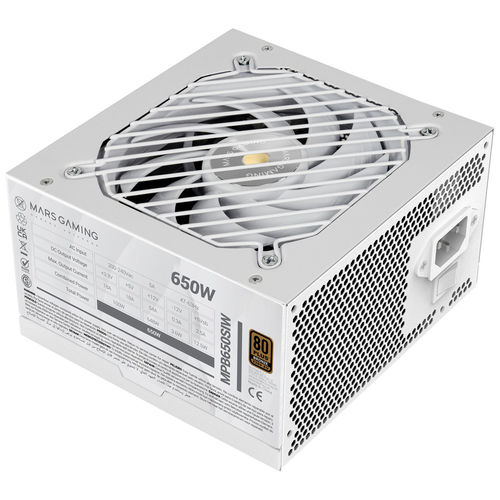 Fuente Alimentacion 650w Mars Gaming Pfc-Activo 80+Bronze 12cm Atx Blanca | Quonty.com | MPB650SIW