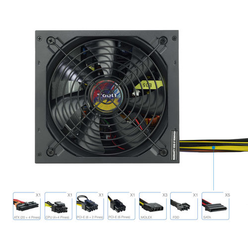 Fuente Alimentacion 650w Tooq Pfc Activo 5sata 14cm Atx | Quonty.com | TQAPOLO-650SP
