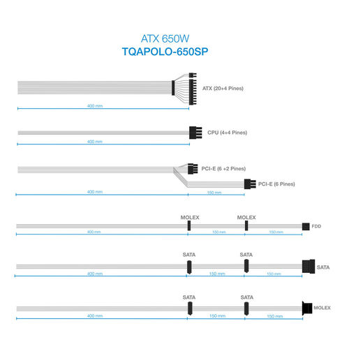 Fuente Alimentacion 650w Tooq Pfc Activo 5sata 14cm Atx | Quonty.com | TQAPOLO-650SP