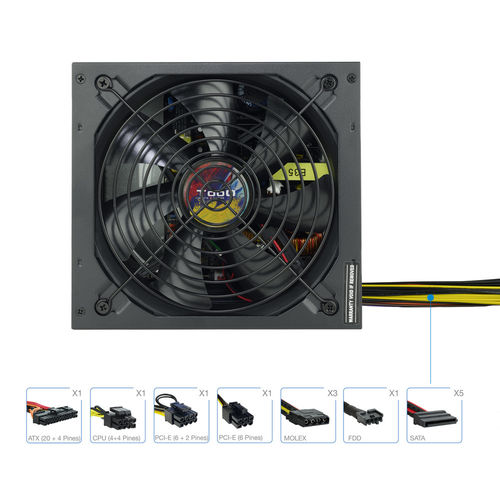 Fuente Alimentacion 700w Tooq Pfc-Activo 5sata 14cm Atx | Quonty.com | TQAPOLO-700SP