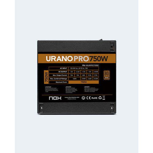 Fuente Alimentacion 750w Nox Urano Pro Pfc-Activo 80+Bronze 12cm Atx | Quonty.com | NXURPRO750BZ