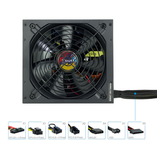 Fuente Alimentacion 750w Tooq Pfc-Activo 5sata 14cm Atx | Quonty.com | TQAPOLO-750SP