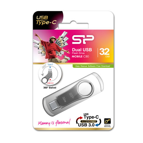 Silicon Power C80 Pendrive Usb 3.1 32gb Type-C Otg Metálico | Quonty.com | SP032GBUC3C80V1S