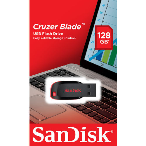 Pendrive 128gb Usb2.0 Sandisk C.Blade Negro, Rojo | Quonty.com | SDCZ50-128G-B35
