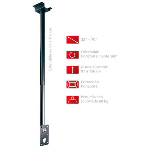 Soporte Techo Fonestar Extensible 32''/70'' Negro | Quonty.com | STV-670N