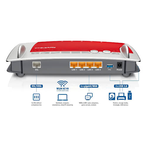 Router Wifi Fritz! Box 3490 Ac 1750, 1300 + 450 Mbit/S | Quonty.com | 20002709