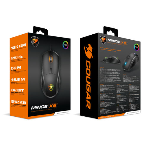 Cougar Ratón Gaming Óptico Rgb Minos X5 12000dpi | Quonty.com | 3MMX5WOB.0001