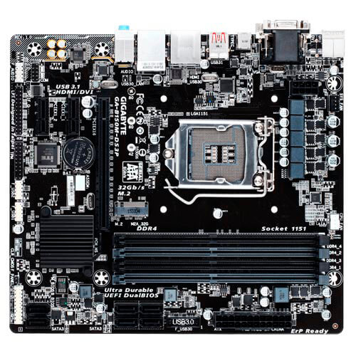 Placa Gigabyte B150m-Ds3p Intel1151 4ddr4 Hdmi Pcie3.0 Sata3 | Quonty.com | GA-B150M-DS3P