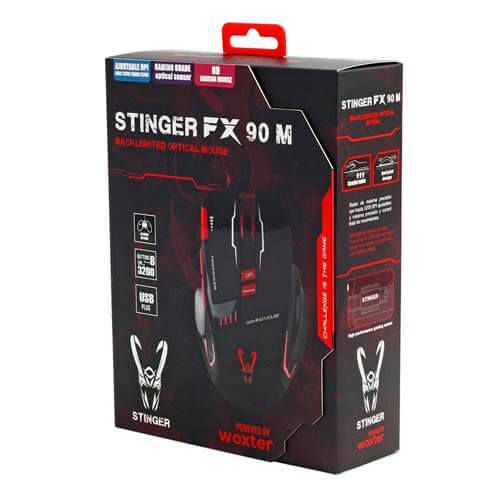 Raton Woxter Stinger Fx90m Gaming Optico 800-3200dpi Usb | Quonty.com | GM26-023