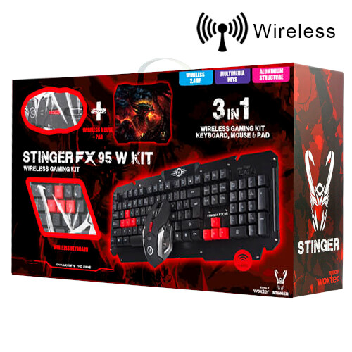 Teclado/Raton/Alfombrilla Woxter Gaming Stinger Fx95 W Kit | Quonty.com | GM26-044