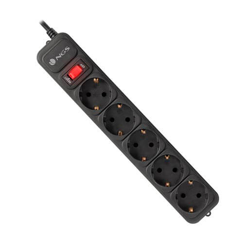 Regleta Ngs Grid500 5tomas Negra C/Interruptor | Quonty.com | GRID500