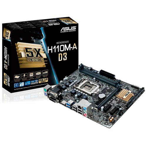 Placa Asus H110m-A D3 Intel1151 2ddr3 Hdmi Pcx3.0 Sata3 | Quonty.com | 90MB0NP0-M0EAY0