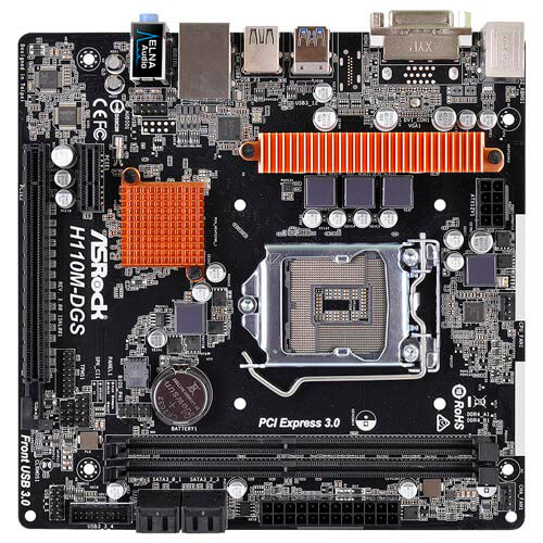 Placa Asrock H110m-Dgs R3.0 Intel1151 Ddr4 Dvi Pcie3.0 Sata3 | Quonty.com | 90-MXB4B0-A0UAYZ