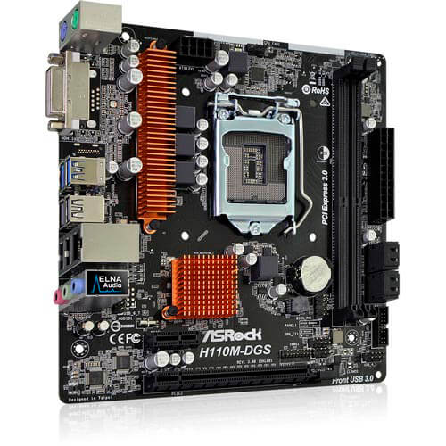Placa Asrock H110m-Dgs R3.0 Intel1151 Ddr4 Dvi Pcie3.0 Sata3 | Quonty.com | 90-MXB4B0-A0UAYZ