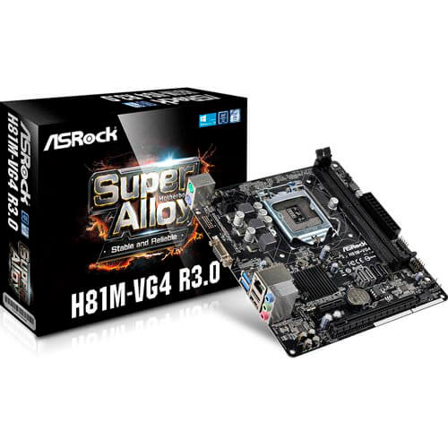 Placa Asrock H81m-Vg4 R3.0 Intel1150 2ddr3 Vga Sata3 Usb3.0 | Quonty.com | 90-MXB1J0-A0UAYZ