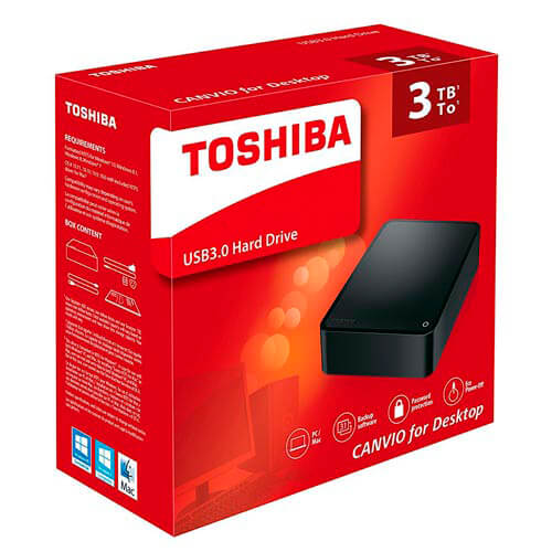 Hdd Toshiba Ext 3.5'' 3tb Usb3.0 Canvio Negro | Quonty.com | HDWC330EK3JA