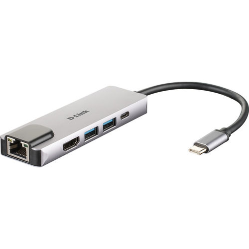 Hub D-Link Dub-M520 2ptos Usb3.0/1pto Hdmi/1pto Usb-C/1pto Rj45 Gris | Quonty.com | DUB-M520