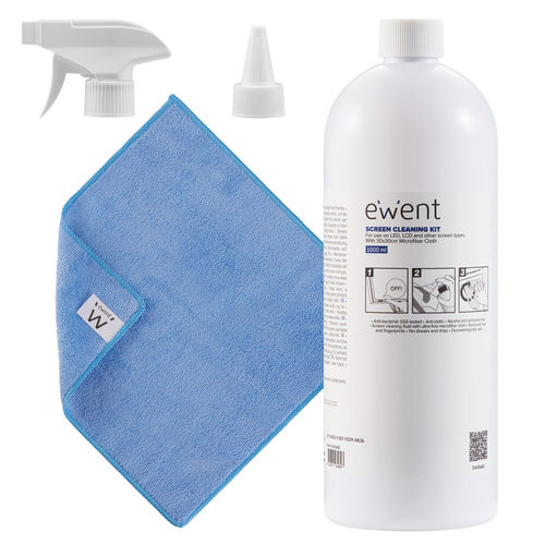 Kit De Limpieza De Pantallas Ewent Ew5680 1000ml C/Paño De Microfibra 30x30cm | Quonty.com | EW5680