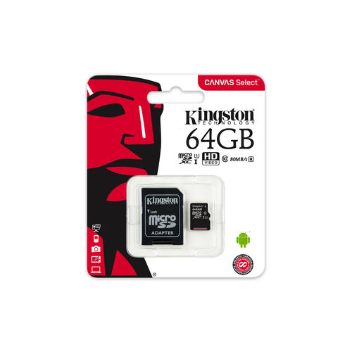 Microsd Kingston 64gb Cl10 Uhs-I Adaptador Sd | Quonty.com | SDCS/64GB