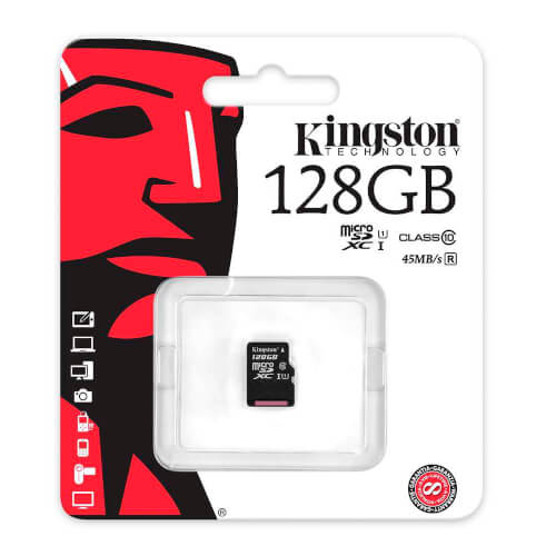 Microsd Kingston 128gb Cl10 45mb/S | Quonty.com | SDC10G2/128GBSP