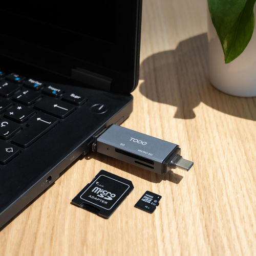 Lector Tarjetas Tooq Tqr-3001g Usb3.0/Usb-C Gris | Quonty.com | TQR-3001G