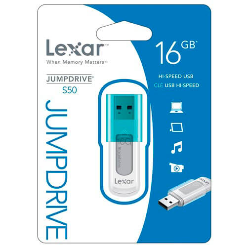 Pendrive Lexar 16gb Usb2.0 S50 Azul | Quonty.com | LJDS50-16GABEU