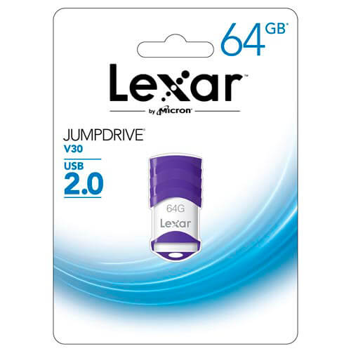 Pendrive Lexar 64gb Usb2.0 V30 Blanco/Morado | Quonty.com | LJDV30-64GABEU