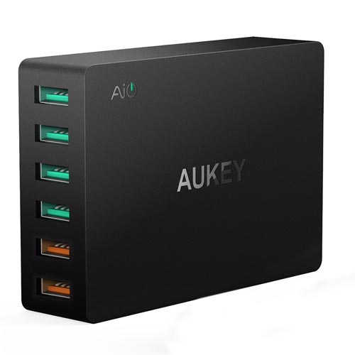 Cargador Usb Pared Aukey Pa-T11 6ptos (4+2 Rapido) | Quonty.com | PA-T11