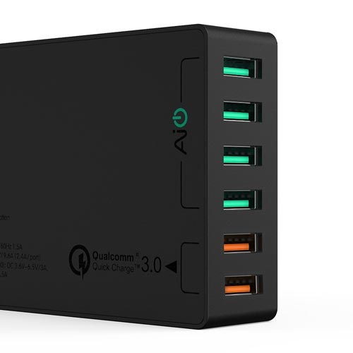 Cargador Usb Pared Aukey Pa-T11 6ptos (4+2 Rapido) | Quonty.com | PA-T11