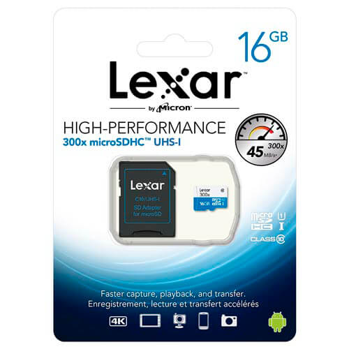 Microsd Lexar 16gb Cl10 Uhs-I Adaptador Sd | Quonty.com | LSDMI16GBB1EU300A