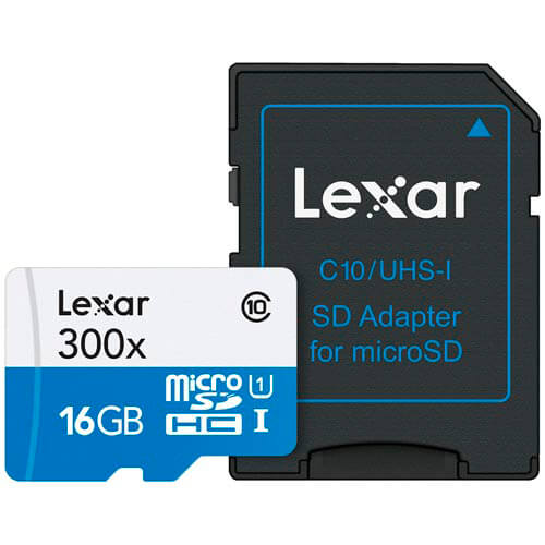 Microsd Lexar 16gb Cl10 Uhs-I Adaptador Sd | Quonty.com | LSDMI16GBB1EU300A