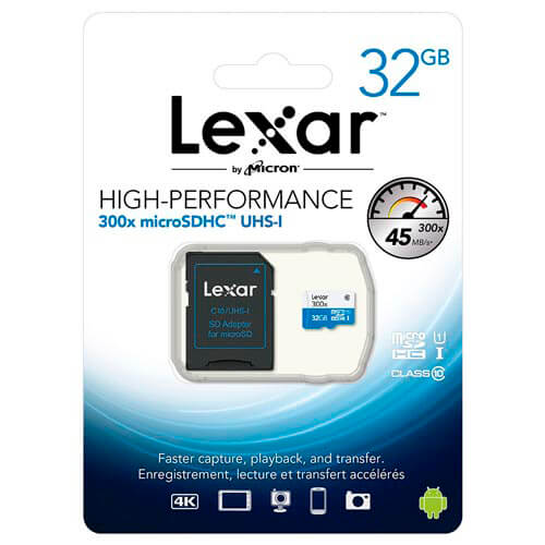 Microsd Lexar 32gb Cl10 Uhs-I Adaptador Sd | Quonty.com | LSDMI32GBB1EU300A