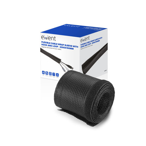 Manguito Flexible Ewent Ew1558 Para Envoltura De Cables Con Cierre De Velcro 2000x100mm | Quonty.com | EW1558