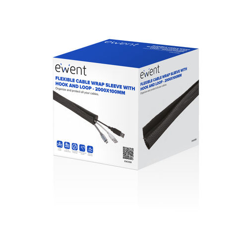 Manguito Flexible Ewent Ew1558 Para Envoltura De Cables Con Cierre De Velcro 2000x100mm | Quonty.com | EW1558