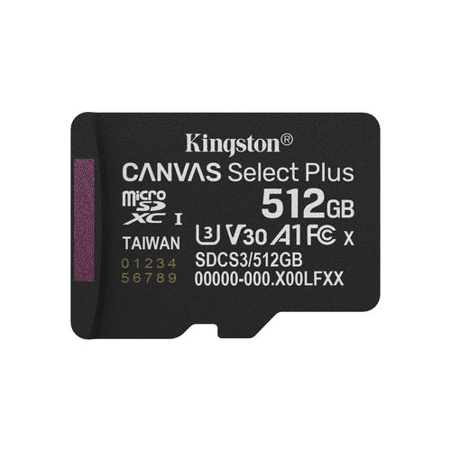 Microsd Kingston 512gb Cl10 Canvas Select Plus + Adaptador | Quonty.com | SDCS3/512GB