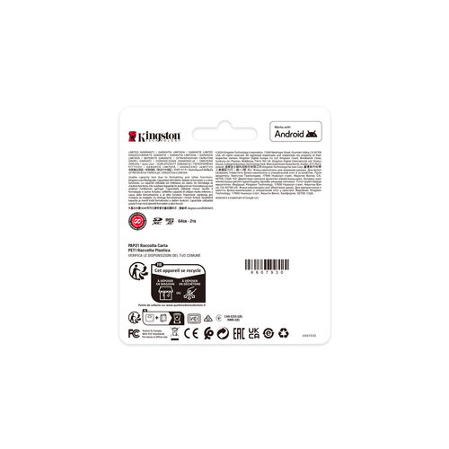 Microsd Kingston 64gb Cl10 Canvas Select Plus + Adaptador | Quonty.com | SDCS3/64GB