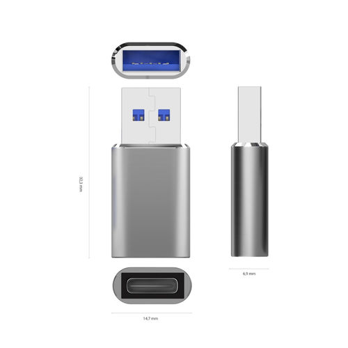 Mini Adaptador Aisens Usb3.2 Usb-C/H - A/M Gen2 Usb2.0 3a Gris | Quonty.com | A108-0677