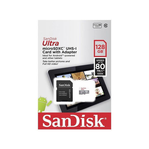 Microsd Sandisk 128gb Clase10 Uhs-1 Adaptador Sd | Quonty.com | SDSQUNS-128G-GN6TA